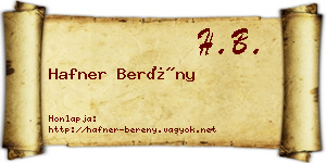 Hafner Berény névjegykártya